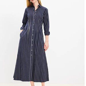 Loft Petite Striped Maxi Shirtdress